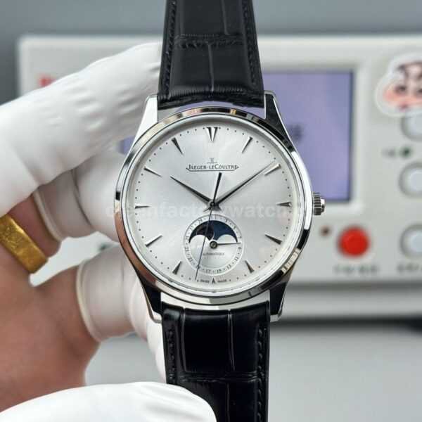 GF Factory Jaeger-LeCoultre Master Ultra Thin Moon Q1258420 39mm Steel Leather Strap Silver Dial