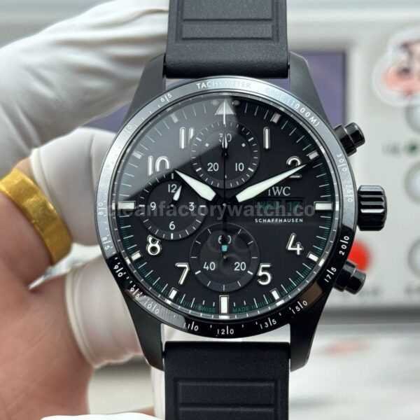 JP Factory IWC Pilot Chronograph IW388306 41mm Rubber Strap Arabic Numerals Black Dial