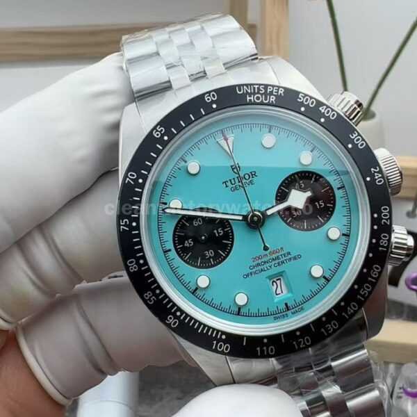 M+ Factory Tudor Heritage Black Bay Chrono 79360N-0024  41mm Jubilee Flamingo Blue Dial