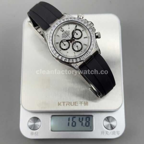 N+ Factory Counterweight Rolex Daytona 126539TBR-0002 40mm White Gold Oysterflex Diamond Bezel Diamond Grey Dial
