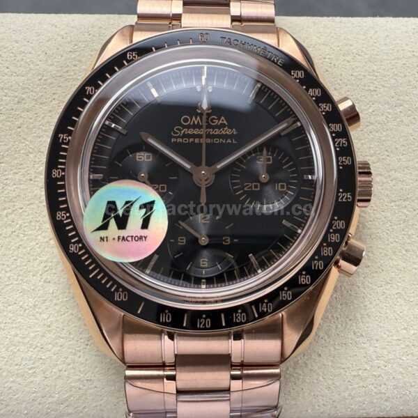 N1 Factory Omega Speedmaster Professional Moonwatch 310.63.42.50.02.001 Rose Gold Black Dial