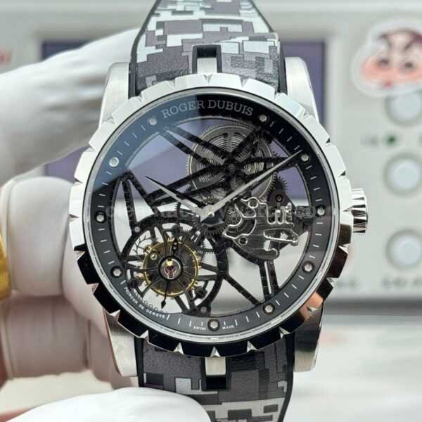 NEW Factory Roger Dubuis Excalibur Spider RDDBEX0393 Tourbillon 42mm White Gold Rubber Strap Black Dial