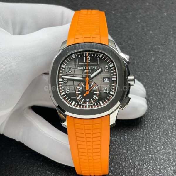 P1 Factory Patek Philippe Aquanaut 5968A-001 42mm Steel Orange Rubber Strap Black Dial