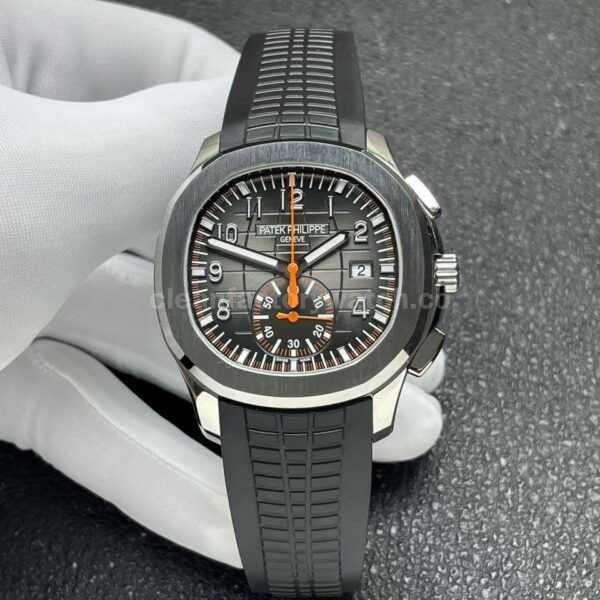 P1 Factory Patek Philippe Aquanaut 5968A-001 42mm Steel Rubber Strap Black Dial