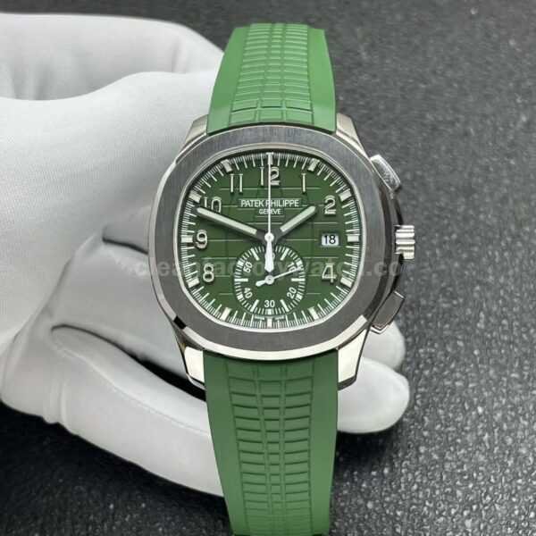 P1 Factory Patek Philippe Aquanaut 5968G-010 42mm White Gold Green Rubber Strap Green Dial