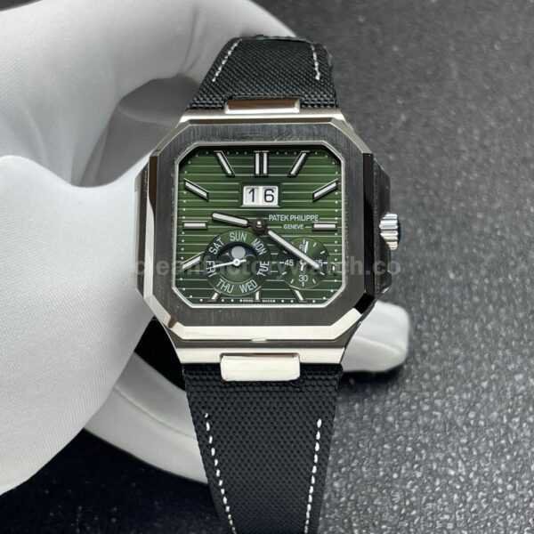 P1 Factory Patek Philippe Cubitus 5822 45mm Platinum Textile Strap Green Dial