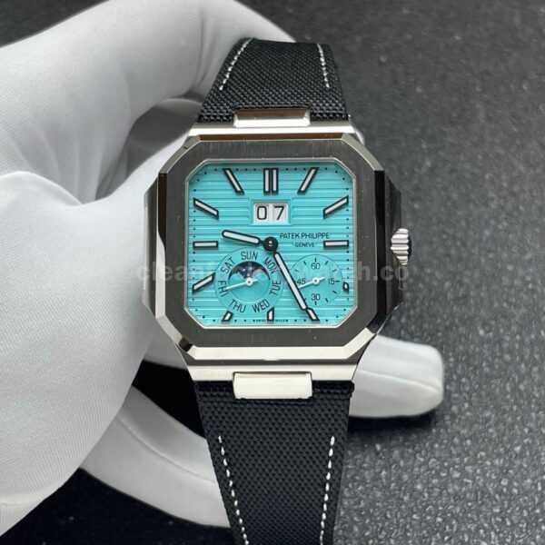 P1 Factory Patek Philippe Cubitus 5822 45mm Platinum Textile Strap Tiffany Blue Dial