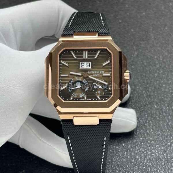 P1 Factory Patek Philippe Cubitus 5822 45mm Rose Gold Textile Strap Brown Dial