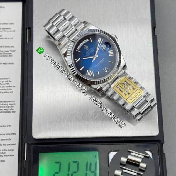 PPM Factory Counterweight Rolex Day-Date 228239-0076 40mm Full White Gold Roman Numerals Dark Blue Dial