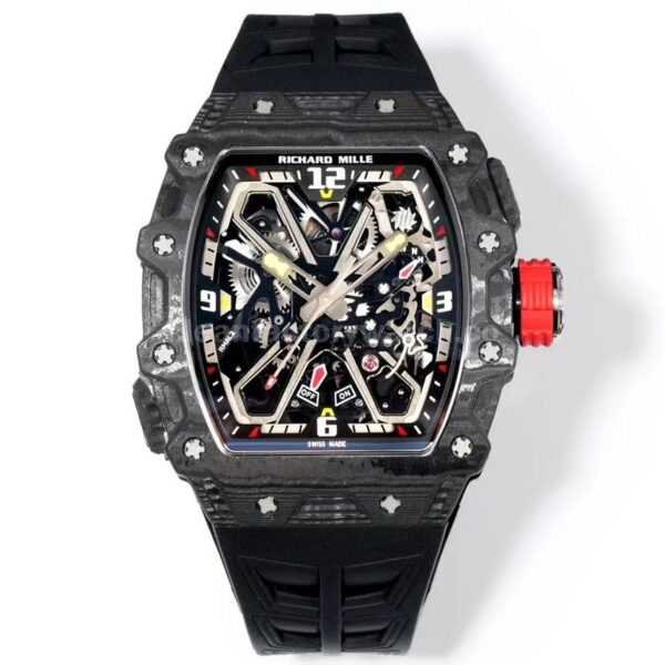 RM Factory Richard Mille RM35-03 Black Carbon Fiber Black Rubber Strap Black Skeletonized Dial