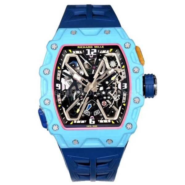 RM Factory Richard Mille RM35-03 Fiber Light Carbon Blue Rubber Strap Black Skeletonized Dial