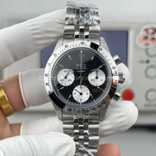 SN Factory Rolex Daytona Vintage Cartier 37mm Full Steel Black Dial