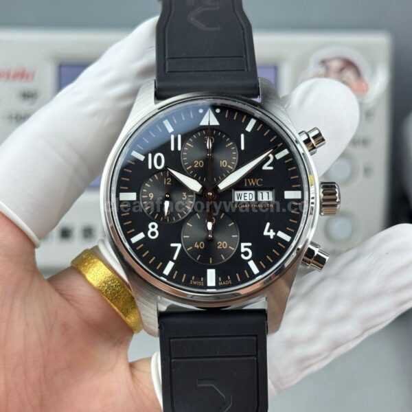 TWS Factory IWC Pilot Chronograph IW388111 41mm Rubber Strap Arabic Numerals Black Dial