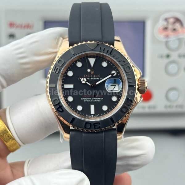 FH Factory Counterweight Rolex Yacht-Master 126655-0002 40mm Rose Gold Oysterflex Black Dial