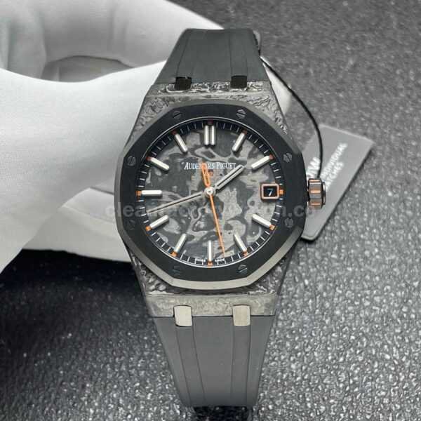 DIW Factory Audemars Piguet Royal Oak 15500 VOIDLINE 41mm Carbon Fiber Orange Line Rubber Strap Black Dial