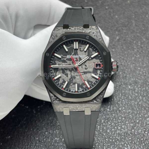 DIW Factory Audemars Piguet Royal Oak 15500 VOIDLINE 41mm Carbon Fiber Red Line Rubber Strap Black Dial