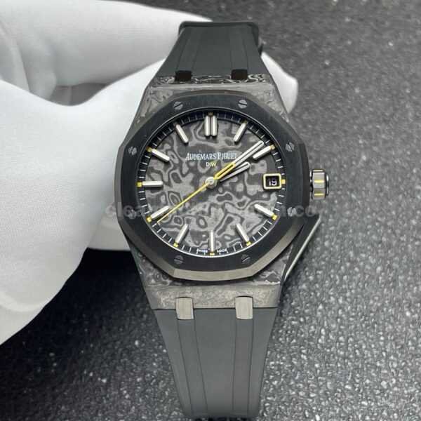 DIW Factory Audemars Piguet Royal Oak 15500 VOIDLINE 41mm Carbon Fiber Yellow Line Rubber Strap Black Dial