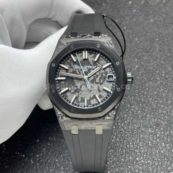 DIW Factory Audemars Piguet Royal Oak 15500 VOIDLINE 41mm Carbon Fiber Green Line Rubber Strap Black Dial