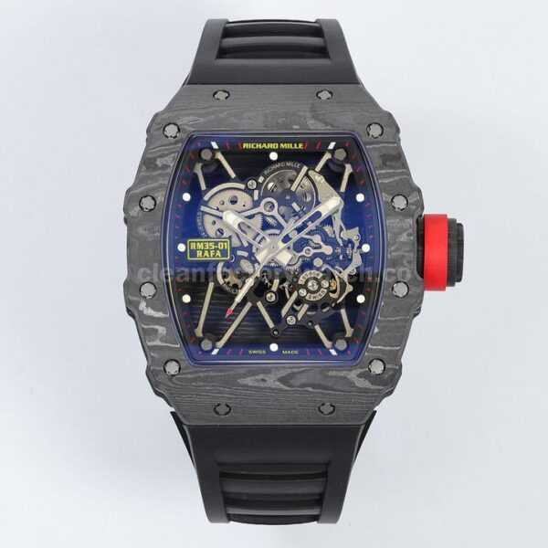 ZF Factory Richard Mille RM 35-01 black carbon fiber black rubber strap replica watch