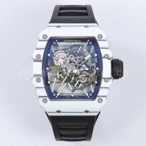 ZF Factory Richard Mille RM 35-01 white carbon fiber black rubber strap replica watch