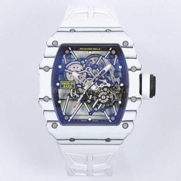 ZF Factory Richard Mille RM 35-01 white carbon fiber white rubber strap replica watch