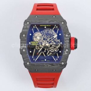 ZF Factory Richard Mille RM 35-01 Rafael Nadal black carbon fiber red rubber strap replica watch