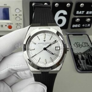 8F Factory Vacheron Constantin Overseas 4500V/000R-B127 41mm black rubber strap silver dial replica watch