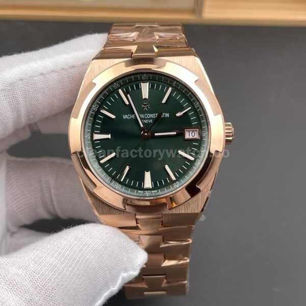 8F Factory Vacheron Constantin Overseas 4520V/210R-B967 41mm full rose gold green dial replica watch