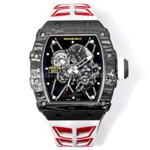 New Factory Richard Mille RM 35-01 black carbon fiber white red rubber strap replica watch