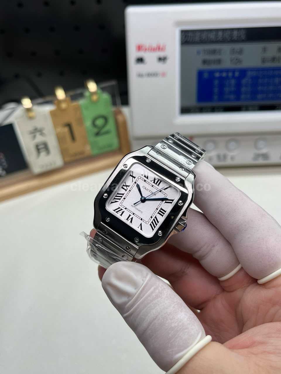 Cartier Santos replica square case bezel screws QC guide
