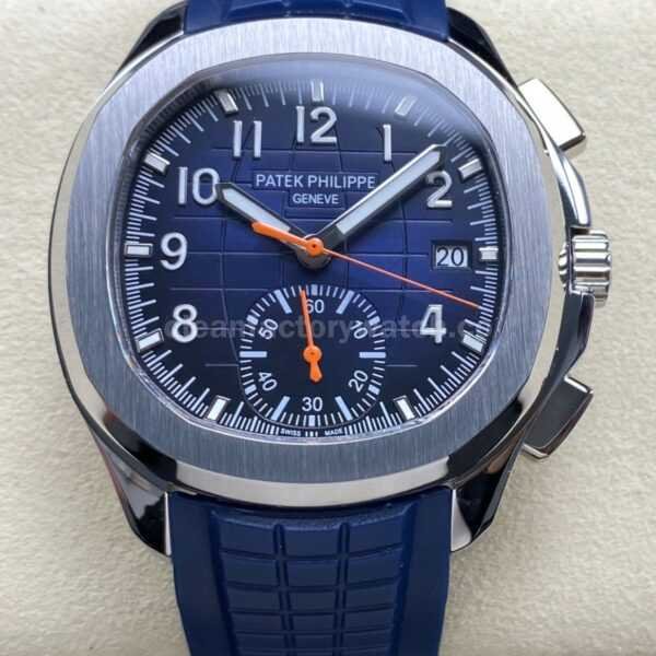 MMA Factory Patek Philippe Aquanaut 5968G-001 replica with blue dial and rubber strap